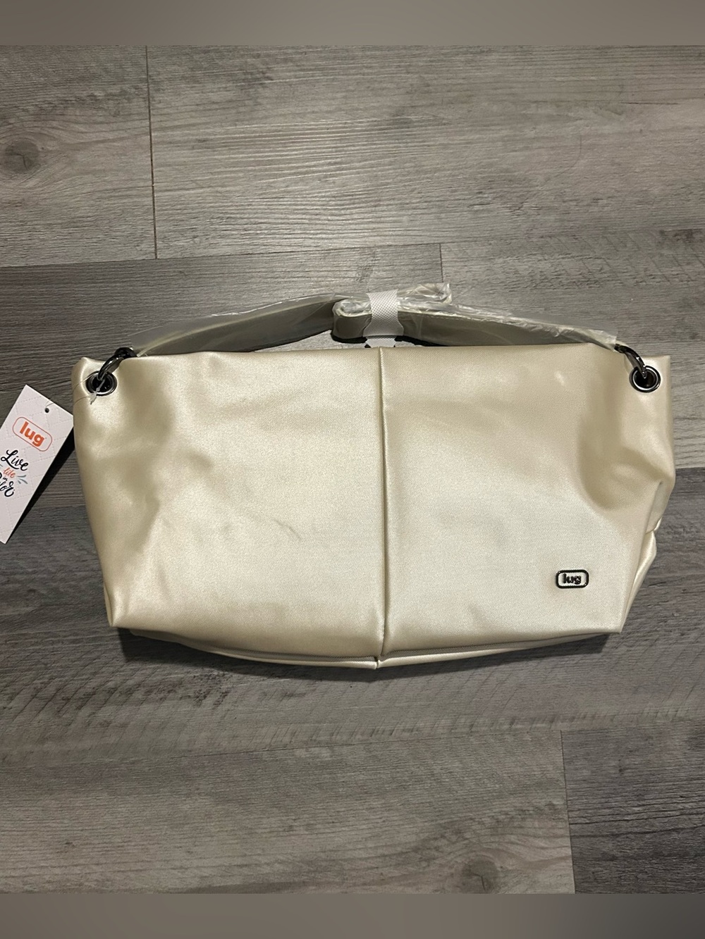 NWT Lug Half Plunge Creme Slouchy Shoulder Bag Crossbody Strap Neutral